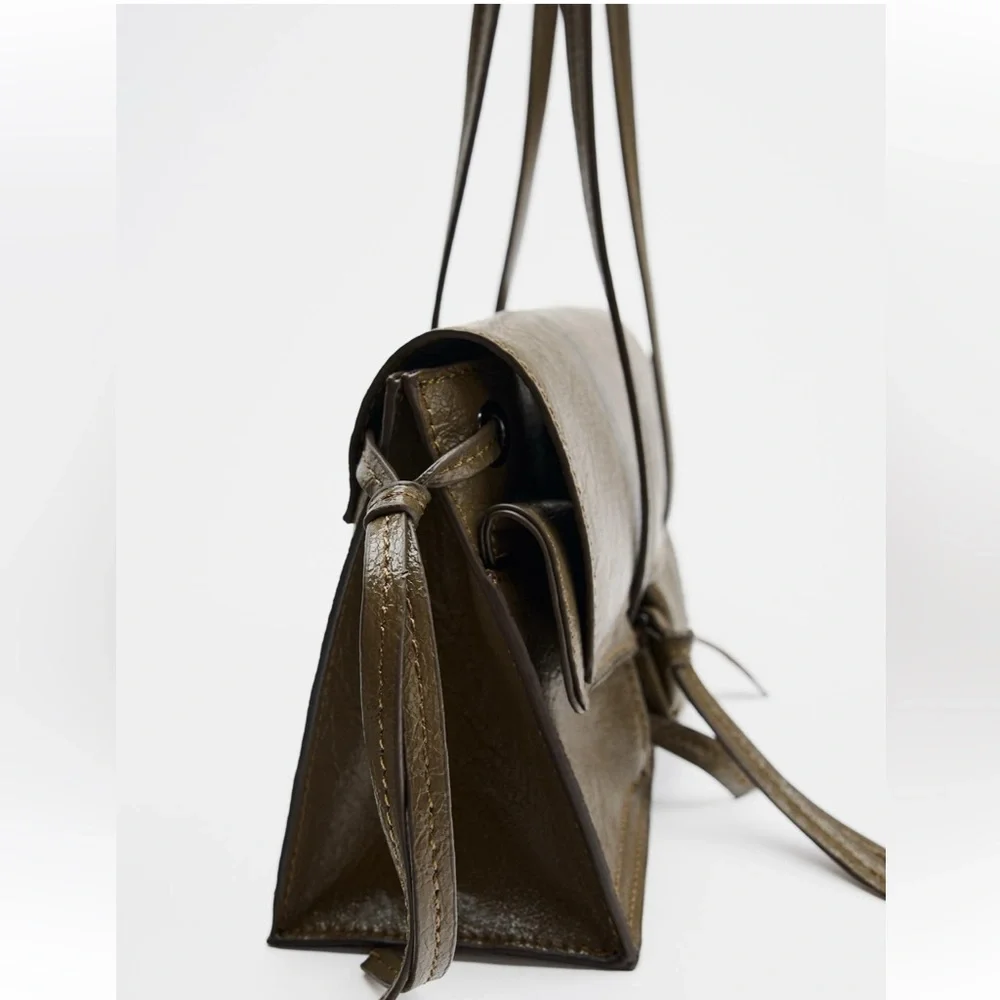 Zara Olive Green Shoulder Bag - Picture 4 of 9
